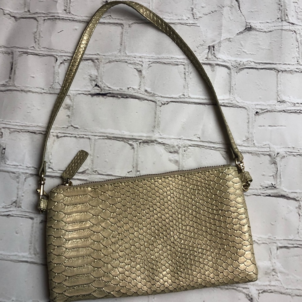 Devi Kroell purse/clutch, gold embossed snake skin